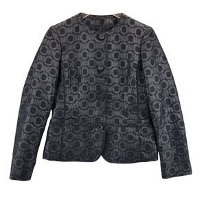 Agnona Womens Short Jacket Size 44 Medium Black Metallic Embroidered Wool Blend